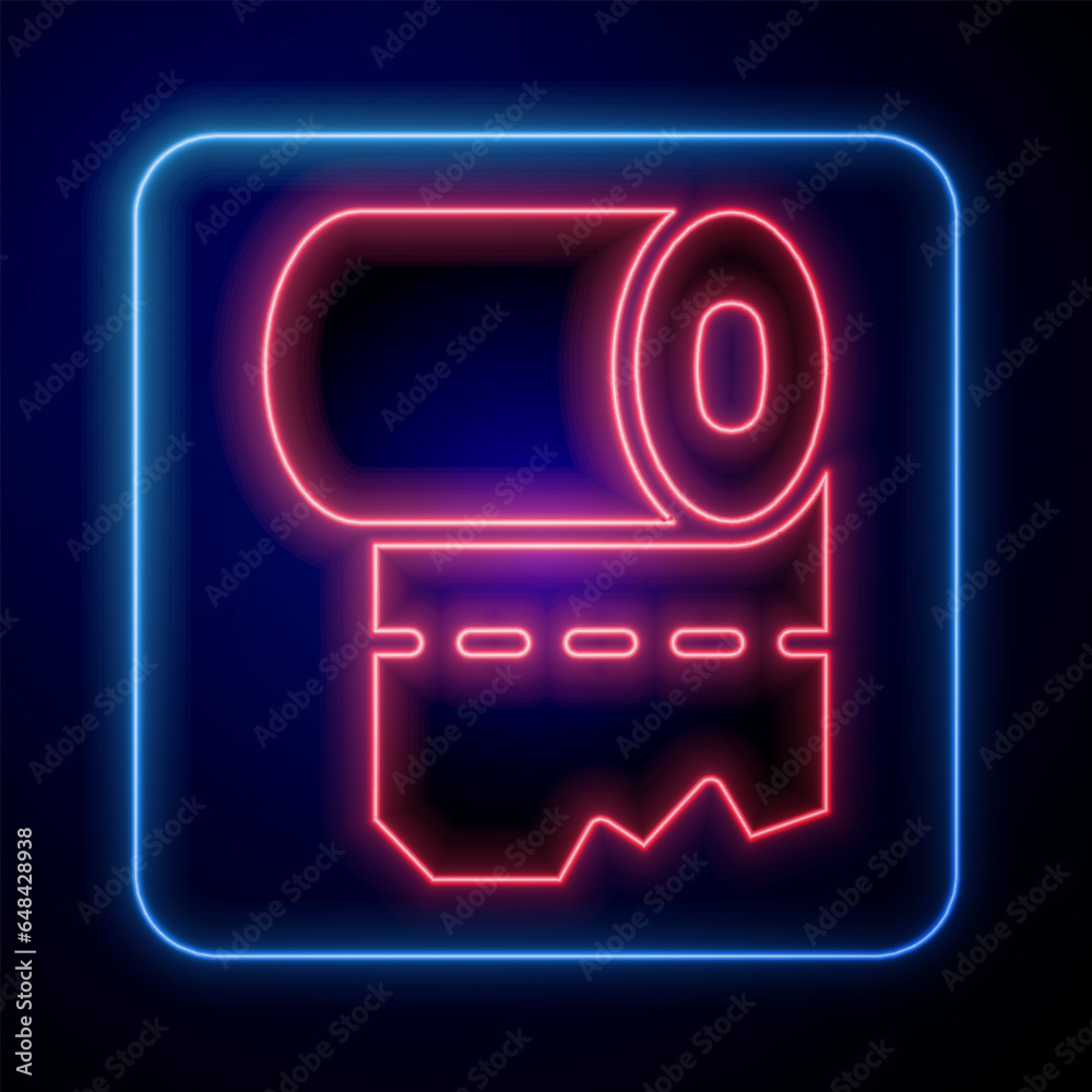 Glowing neon Toilet paper roll icon isolated on black background. Vector Glowing neon Toilet paper roll icon isolated on black background. Vector