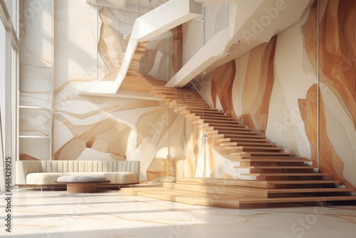 Amazing Interior Design of a Modern and Luxurious Apartment with Wooden Stairs and Beautiful Walls