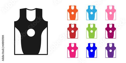 Fototapeta Naklejka Na Ścianę i Meble -  Black Boxing jersey and t-shirt icon isolated on white background. Set icons colorful. Vector