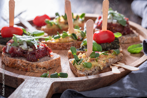Tasty bruschetta made of he...