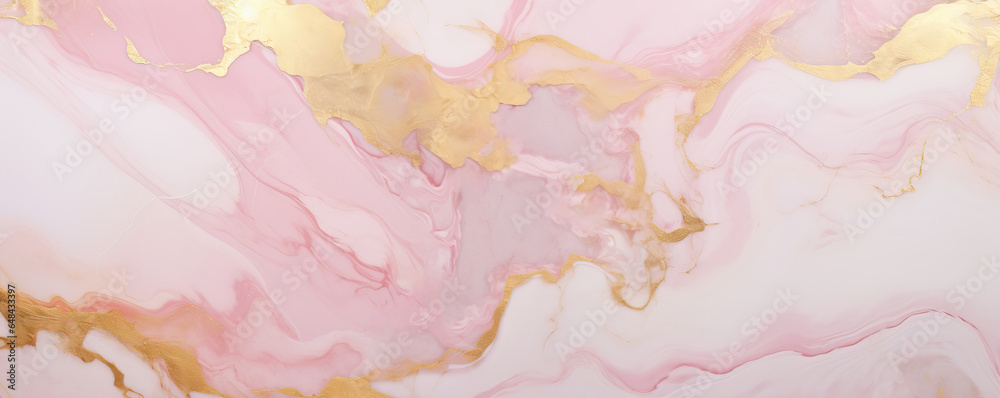 Pink and gold flowing marble banner.