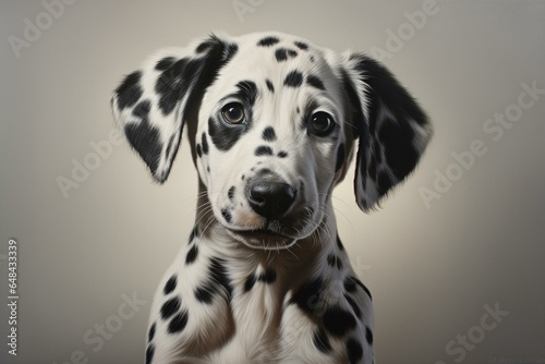 adorable spotted canine on plain backdrop. Generative AI