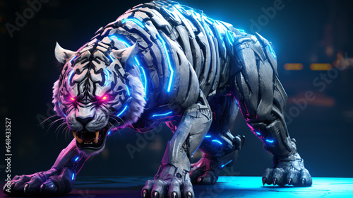 This photorealistic cyberpunk tiger is very powerful © Rimsha