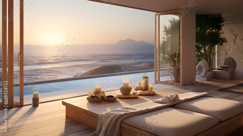 Wellness cottage retreats with view of the ocean and beach