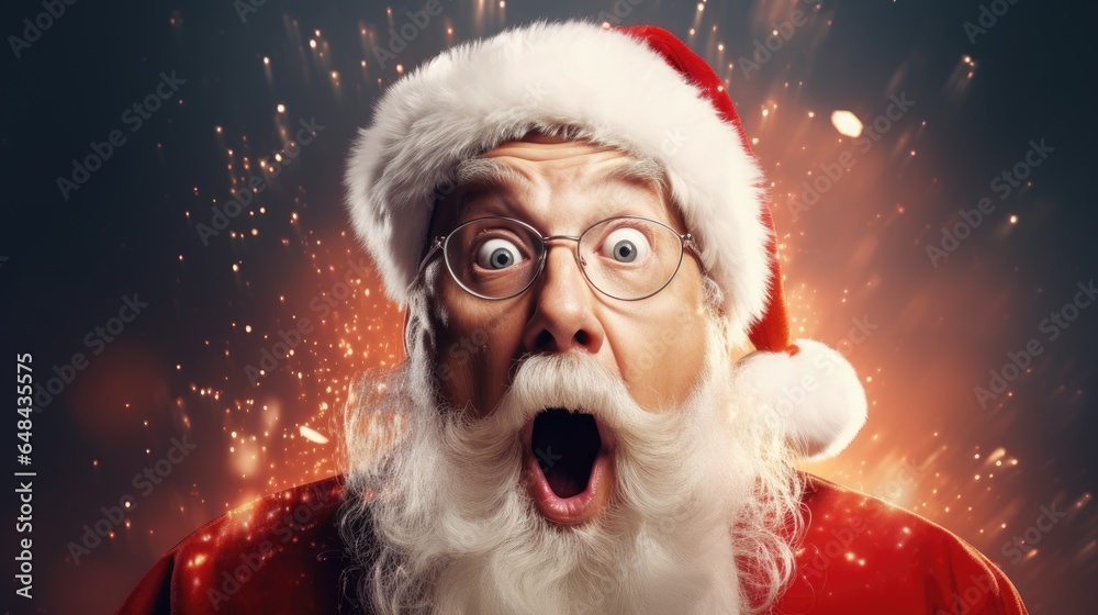 Surprised Santa Claus portrait - obrazy, fototapety, plakaty 