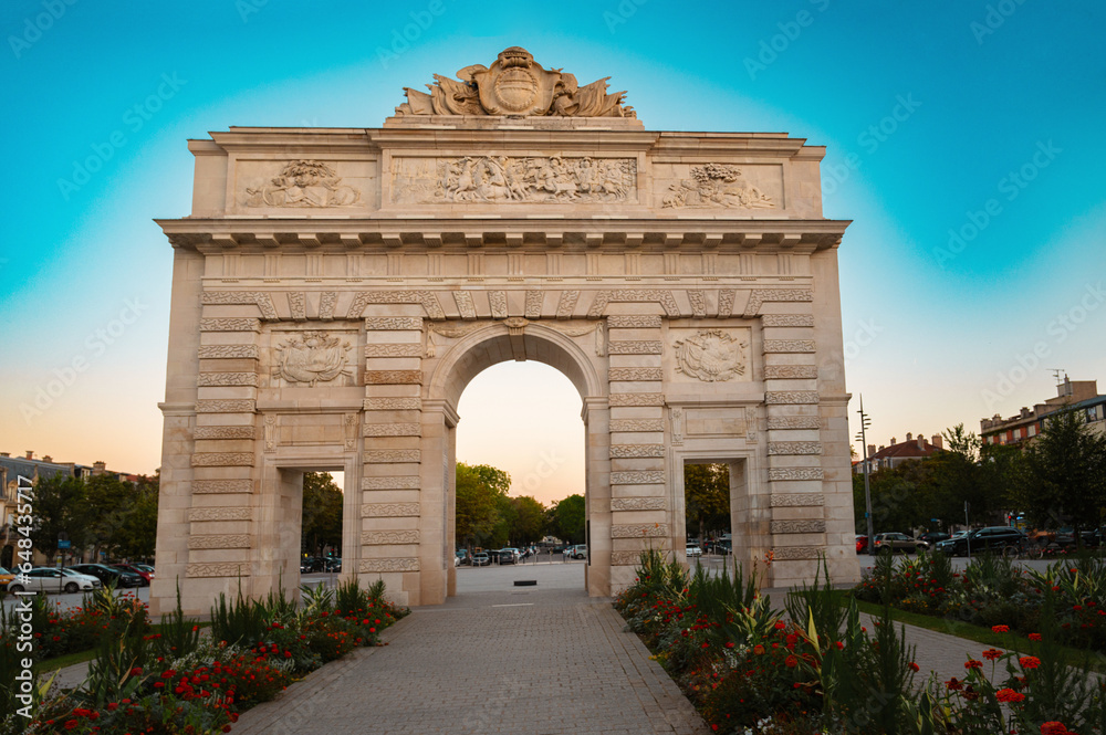 Porte Desilles, memorial gate in Nancy, France, place du Luxembourg, historical monument to remember the victims of the  American revolutionary war