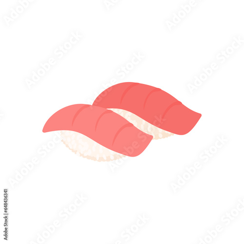 中トロの握り寿司。フラットなベクターイラスト。
Medium-fatty tuna nigiri. Flat designed vector illustration.