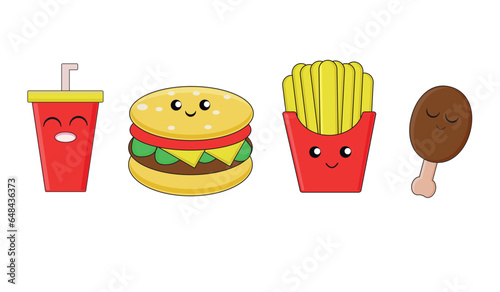Kawaii fast food illustrations

