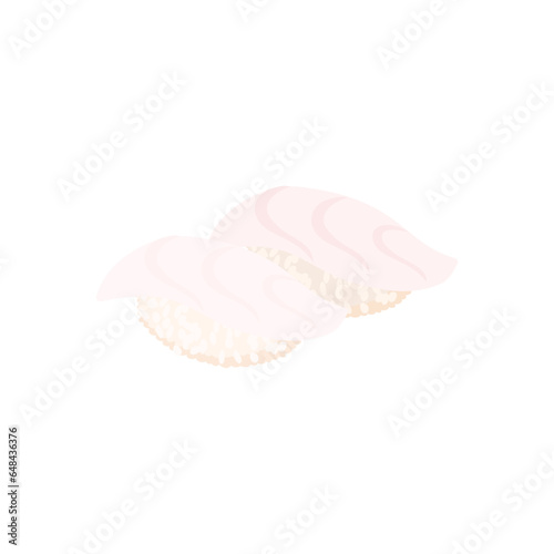 ひらめの握り寿司。フラットなベクターイラスト。
Left-eyed flounder nigiri. Flat designed vector illustration.