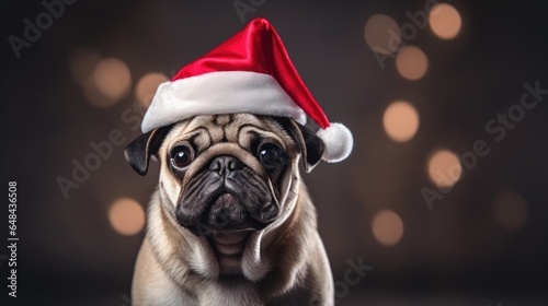 Dog wearing christmas hat © AdriFerrer