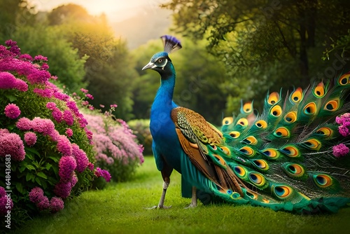 peacock with feathers out