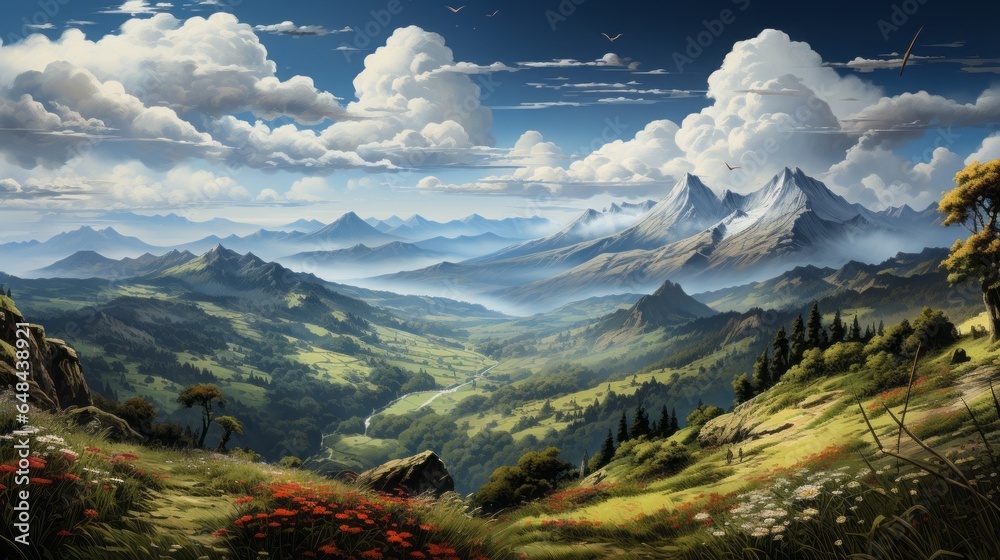 Captivating Alpine Scenery: A Majestic Journey through Nature's Peaks and Valleys, generative AI