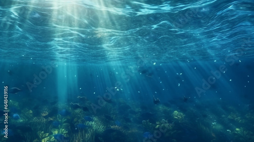 Seamless sea surface background seen from under water background © alisaaa