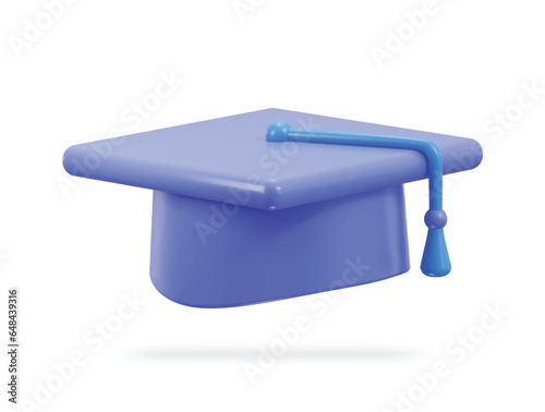 graduation hat icon 3d rendering