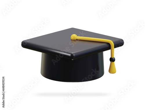 graduation hat icon 3d rendering