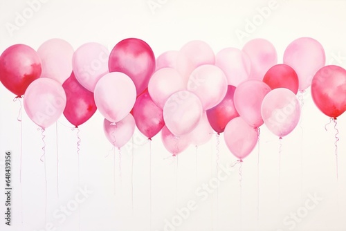 Pink balloons on white. Generative AI