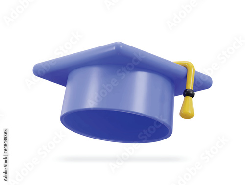 graduation hat icon 3d rendering