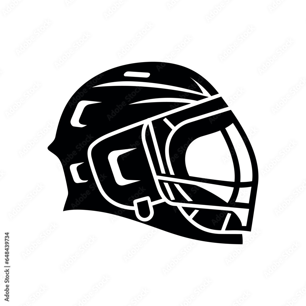 Fototapeta premium A hockey helmet Black color silhouette vector.