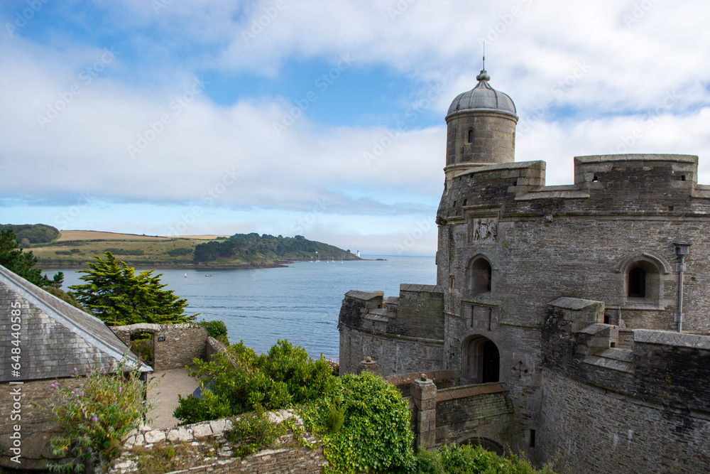 August, 2023: The historic St. Mawes Castle, built in the 16th century to defend the entrance to Falmouth harbor, St. Mawes, southern Cornwall, England, United Kingdom, Europe August, 2023: The historic St. Mawes Castle, built in the 16th century to defend the entrance to Falmouth harbor, St. Mawes, southern Cornwall, England, United Kingdom, Europe