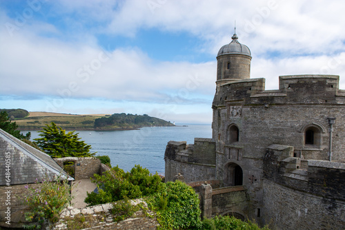 August, 2023: The historic St. Mawes Castle, built in the 16th century to defend the entrance to Falmouth harbor, St. Mawes, southern Cornwall, England, United Kingdom, Europe