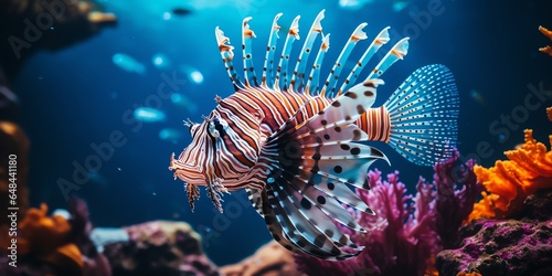 Beautiful lionfish with blur background photo