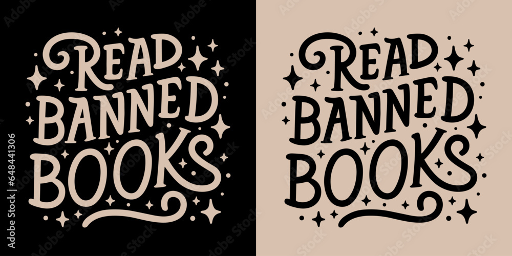 Read banned books lettering. Text about banned books for t-shirt design and print vector. - obrazy, fototapety, plakaty 
