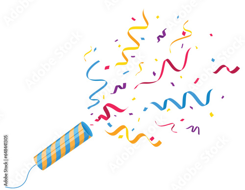 Exploding party popper, isolated on white background