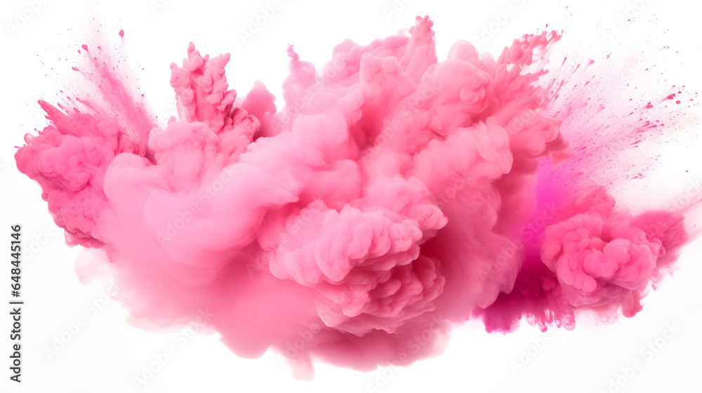Pink cloud explosion isolated on white background