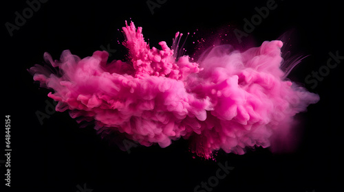 Pink cloud explosion isolated on black background