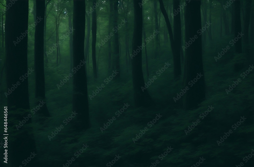 A textured background of a lush, dark green forest.Created with generative AI