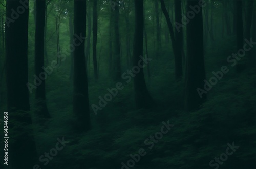 A textured background of a lush, dark green forest.Created with generative AI
