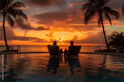 Couple enjoying sunset tropical © jambulart