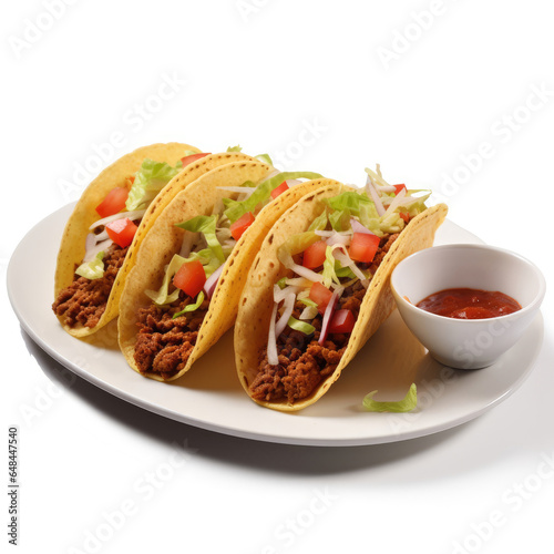 beef and vegetables taco  isolated on white background