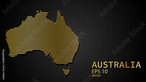  Vector gold map of Australia, futuristic modern website background or cover page .