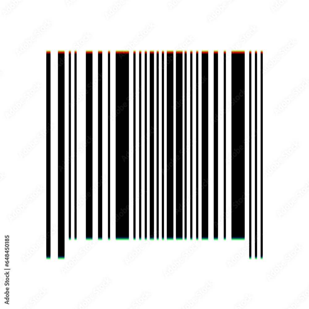 Bar code sign. Black Icon with vertical effect of color edge aberration at white background. Illustration. Bar code sign. Black Icon with vertical effect of color edge aberration at white background. Illustration.
