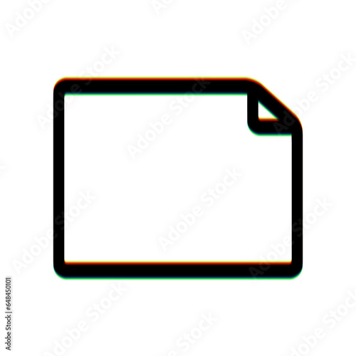 Horizontal document sign illustration. Black Icon with vertical effect of color edge aberration at white background. Illustration.