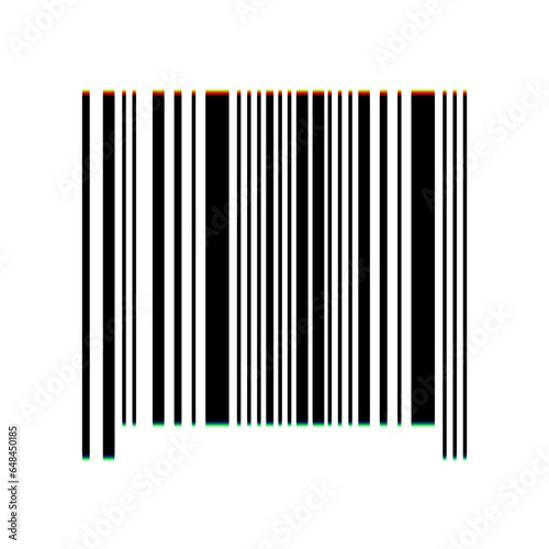 Bar code sign. Black Icon with vertical effect of color edge aberration at white background. Illustration.