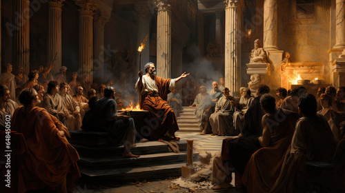 The roman senator speak in forum to people. photo