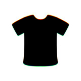 T-shirt sign. Black Icon with vertical effect of color edge aberration at white background. Illustration.