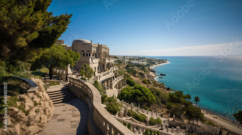 Panoramic view of the Mediterranean coast in ancient Tossa de Mar, Catalonia, Spain. photo