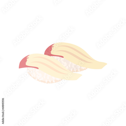 みる貝の握り寿司。フラットなベクターイラスト。
Geoduck clam nigiri. Flat designed vector illustration.