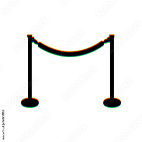 Fence from chainc sign. Black Icon with vertical effect of color edge aberration at white background. Illustration.