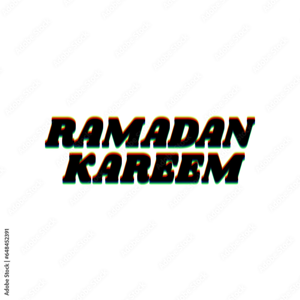 Ramadan Kareem greeting. Black Icon with vertical effect of color edge aberration at white background. Illustration.