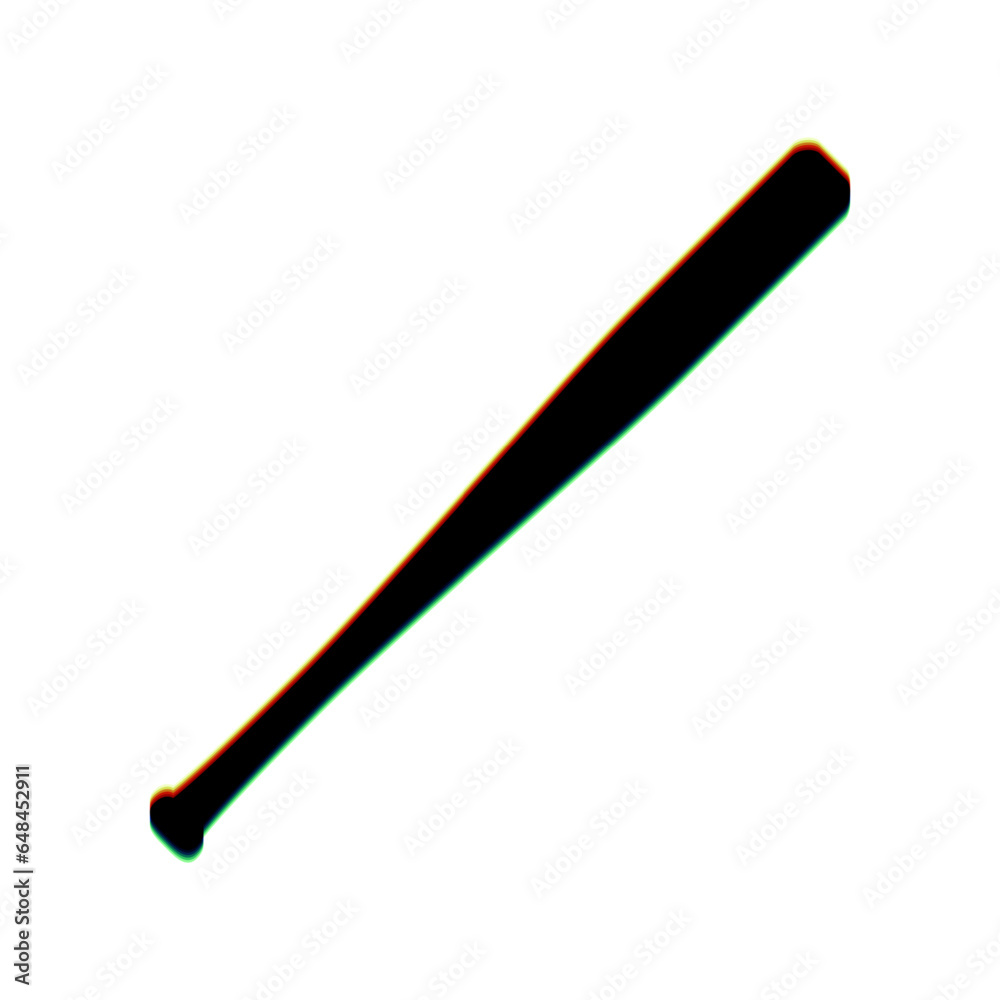 Baseball Crossed Bat icon. Black Icon with vertical effect of color edge aberration at white background. Illustration. Baseball Crossed Bat icon. Black Icon with vertical effect of color edge aberration at white background. Illustration.