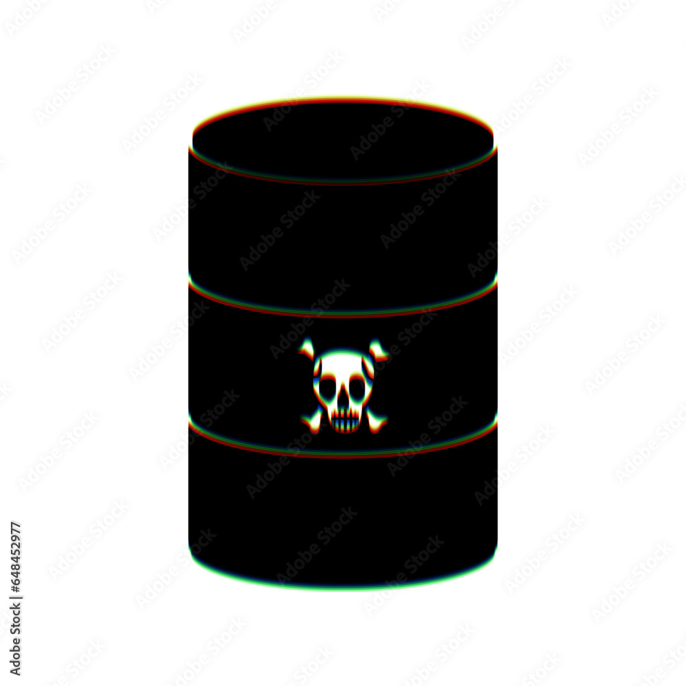 Radiation Round Sign. Black Icon with vertical effect of color edge aberration at white background. Illustration. Radiation Round Sign. Black Icon with vertical effect of color edge aberration at white background. Illustration.