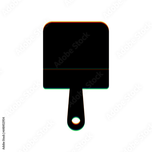 Putty knife sign. Black Icon with vertical effect of color edge aberration at white background. Illustration.