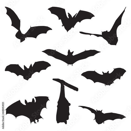 bat silhouette isolated black on white background