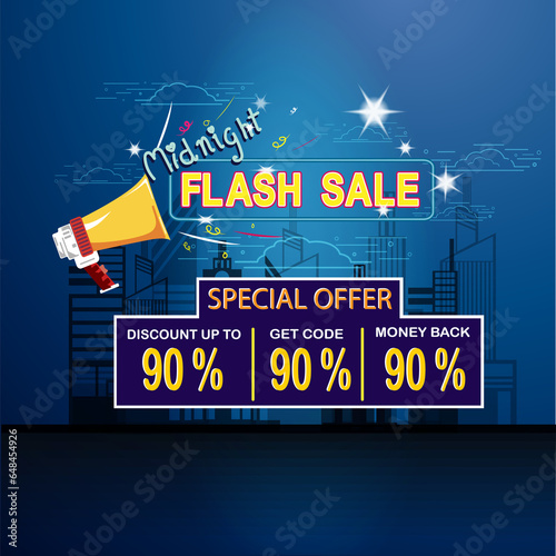 Flash sale or midnight sale template design