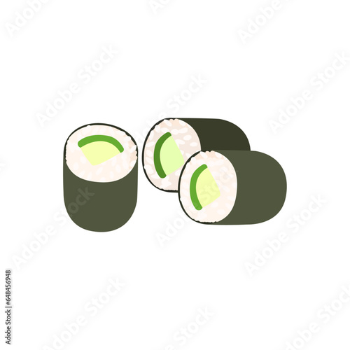 かっぱ巻き。フラットなベクターイラスト。
Cucumber roll. Flat designed vector illustration.