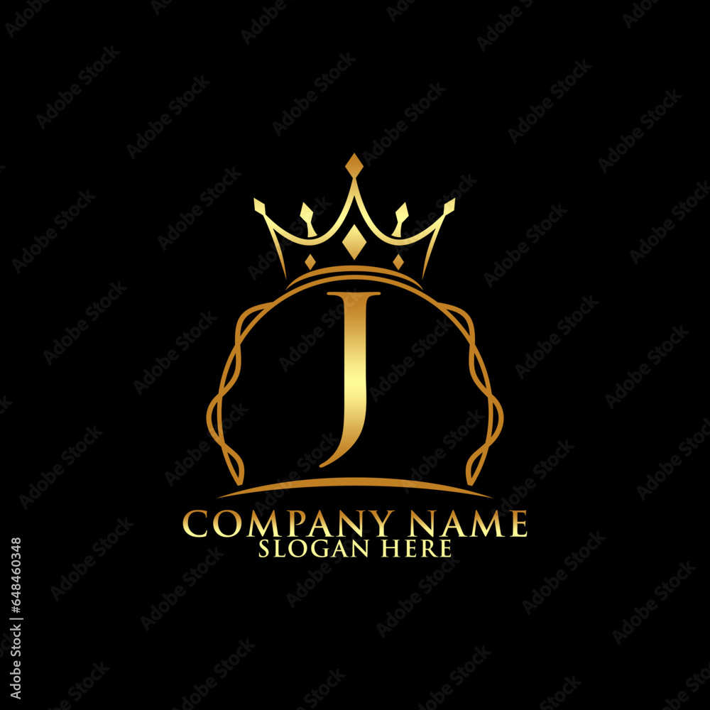 elegant initial letter J with crown logo vector, Creative Lettering Logo Vector Illustration. elegant initial letter J with crown logo vector, Creative Lettering Logo Vector Illustration.